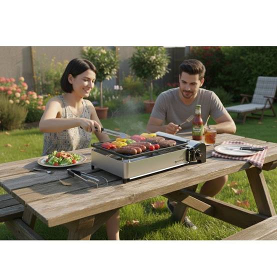 Barbecue à gaz portable 1900W Plaque anti adhesive amovible Camping + Mallette de transport KEMPER - Image 8