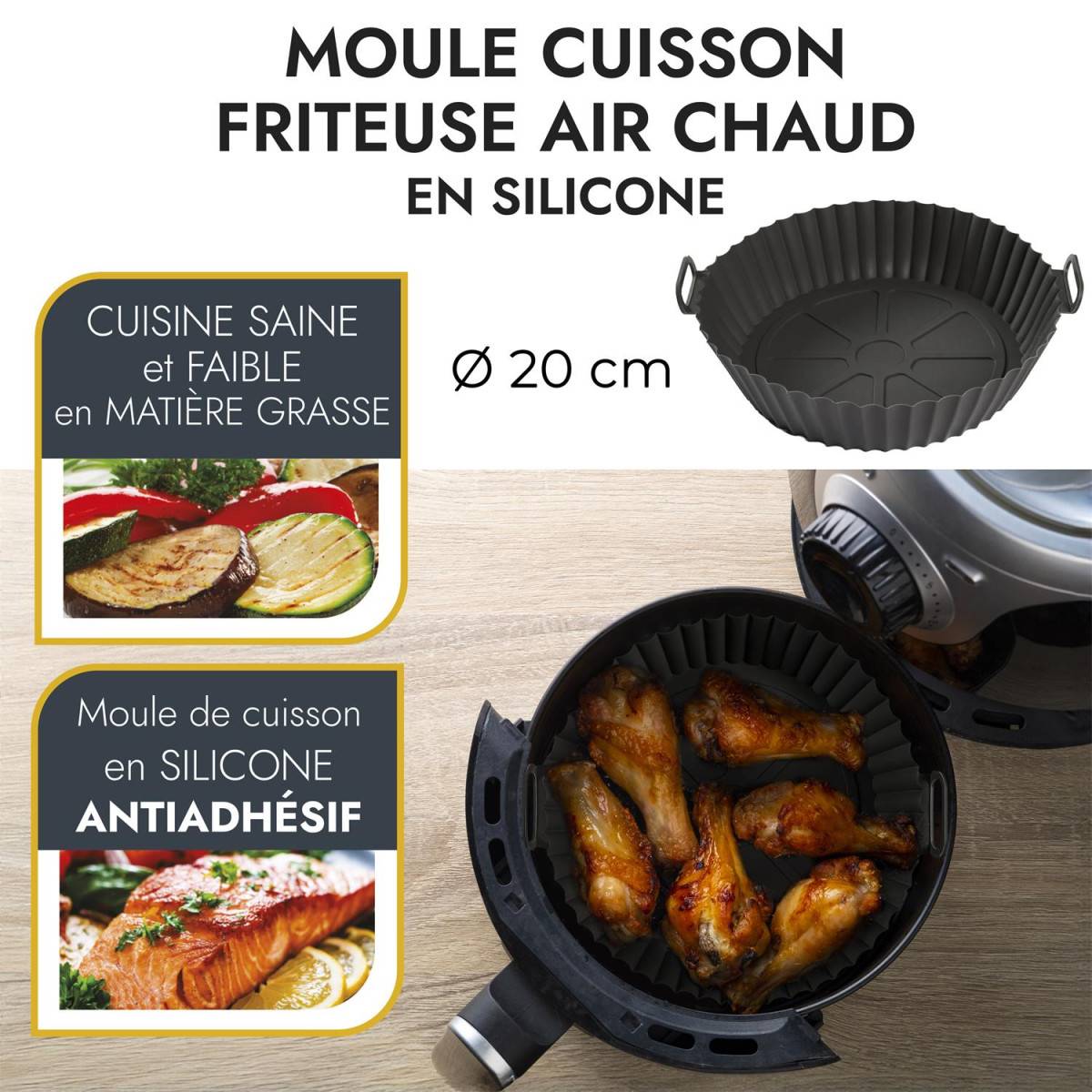 Cook Concept - Moule de Cuisson Rond "Friteuse à Air" 20cm Gris - Image 4