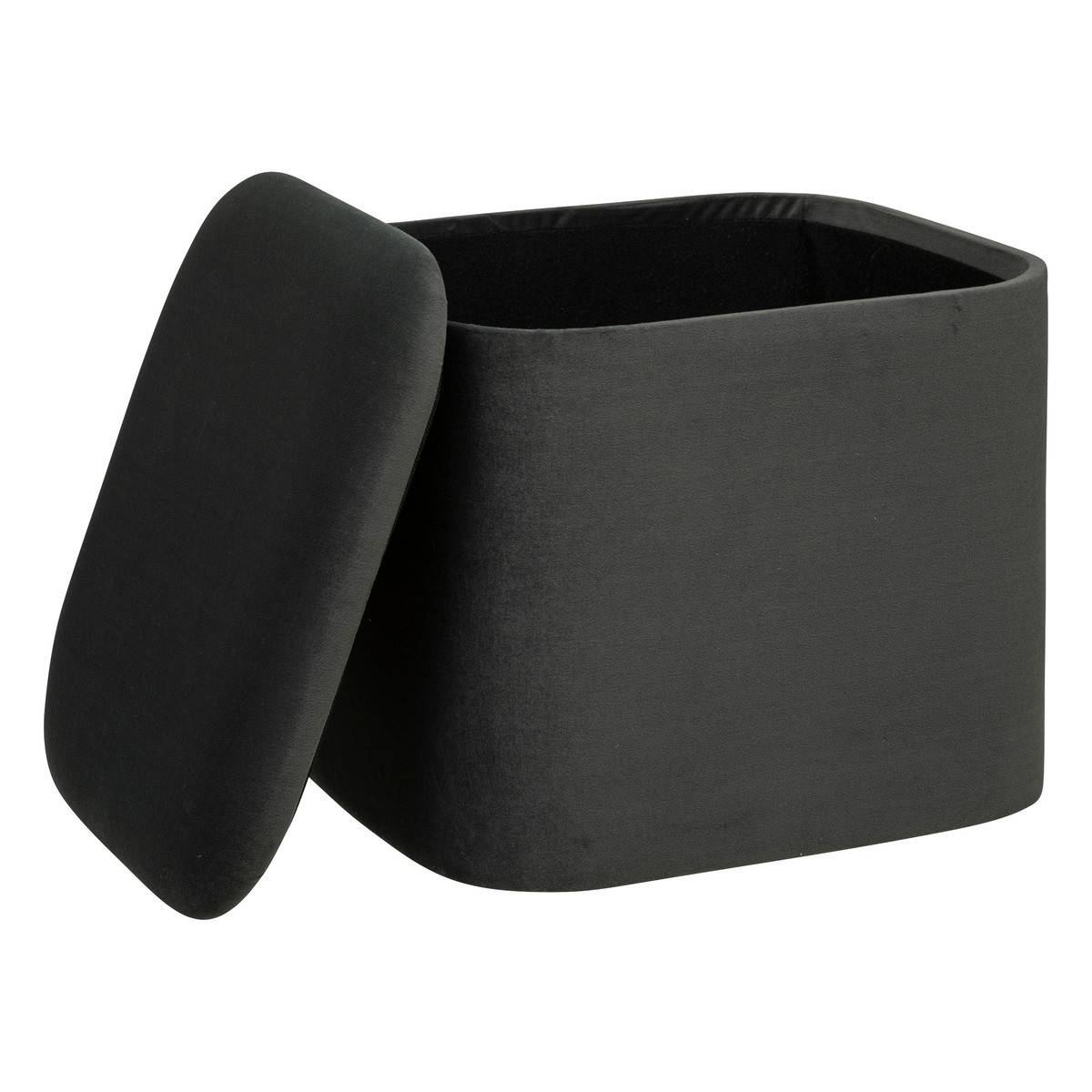 Lot de 2 Poufs Coffres de rangement en Velours Gris Clair et Gris Foncé - Image 3