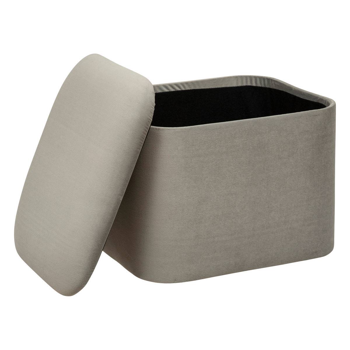 Lot de 2 Poufs Coffres de rangement en Velours Gris Clair et Gris Foncé - Image 2