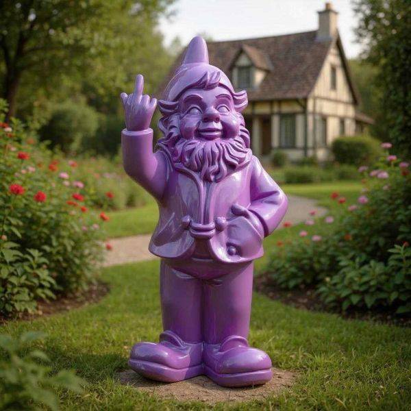 Stoobz - Nain de jardin en résine doigt d'honneur 7 x 8 x 20 cm Violet Stoobz - Image 2