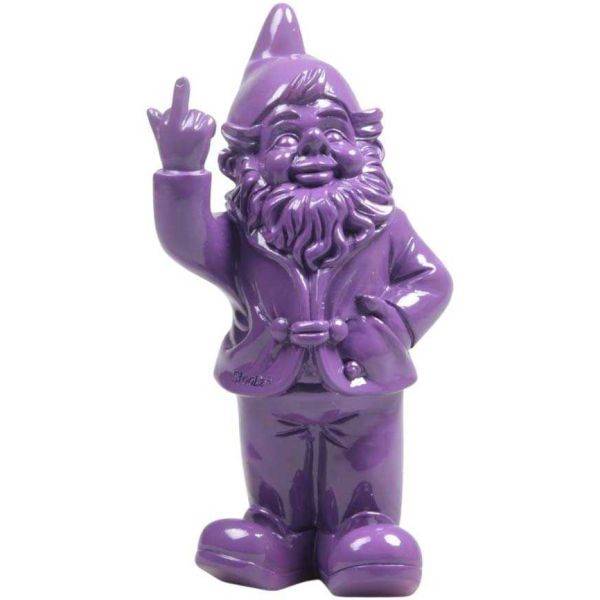 Stoobz - Nain de jardin en résine doigt d'honneur 7 x 8 x 20 cm Violet Stoobz - Image 1