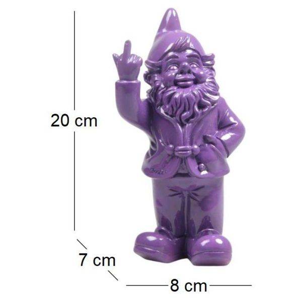 Stoobz - Nain de jardin en résine doigt d'honneur 7 x 8 x 20 cm Violet Stoobz - Image 3