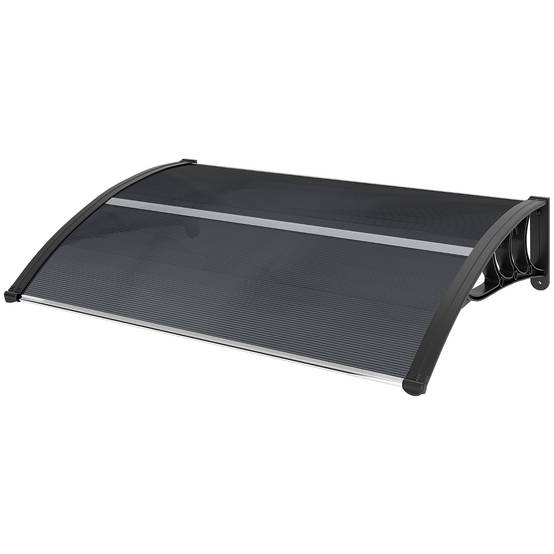 Auvent marquise porte d'entrée polycarbonate protection pluie soleil 100x80cm noir - ComfortXL Outdoor Living - Image 2