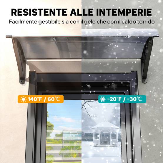 Auvent marquise porte d'entrée polycarbonate protection pluie soleil 100x80cm noir - ComfortXL Outdoor Living - Image 8