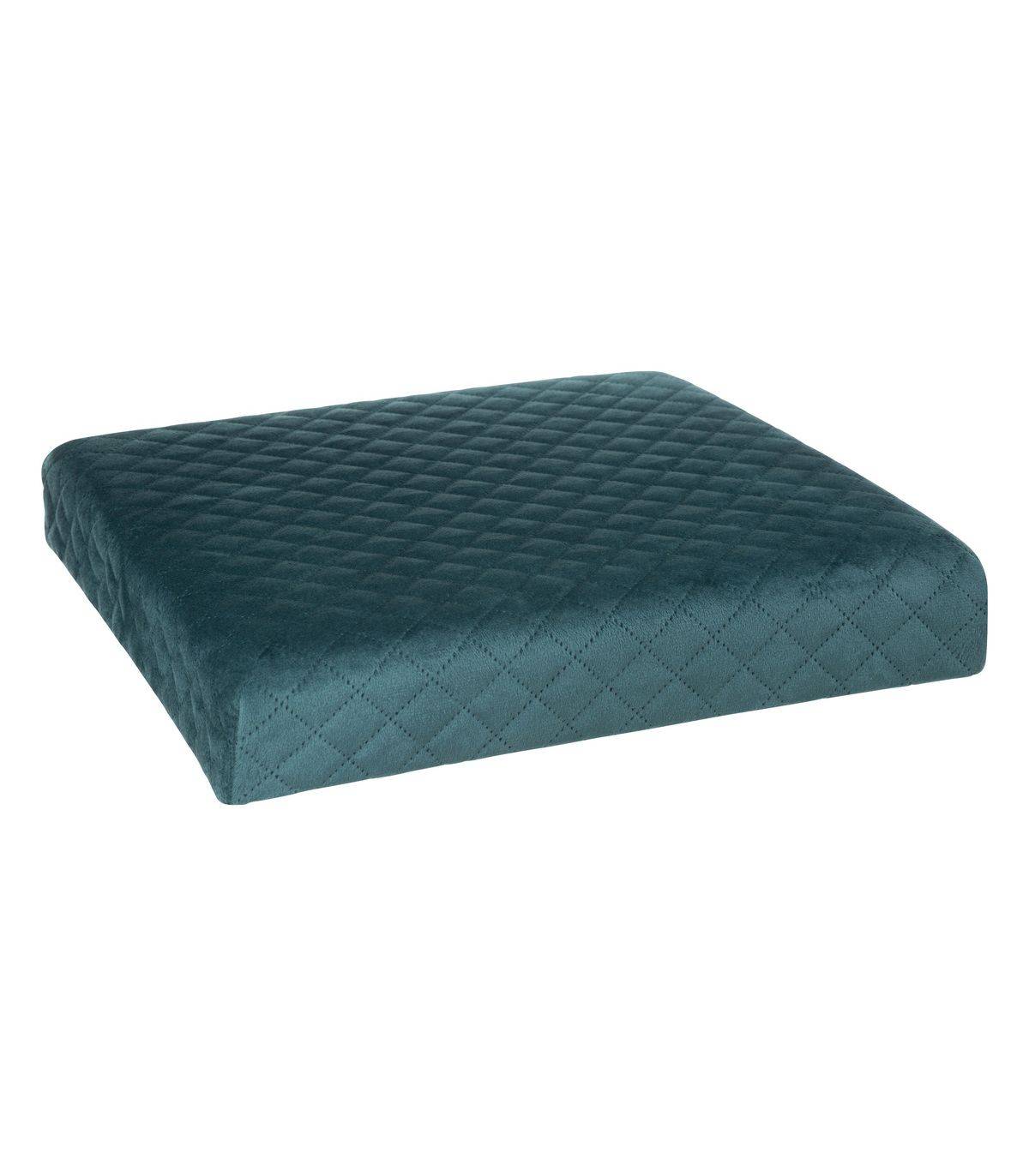 2 en 1 Pouf et Coffre de rangement en velours Bleu 31 x 31 cm - Image 3