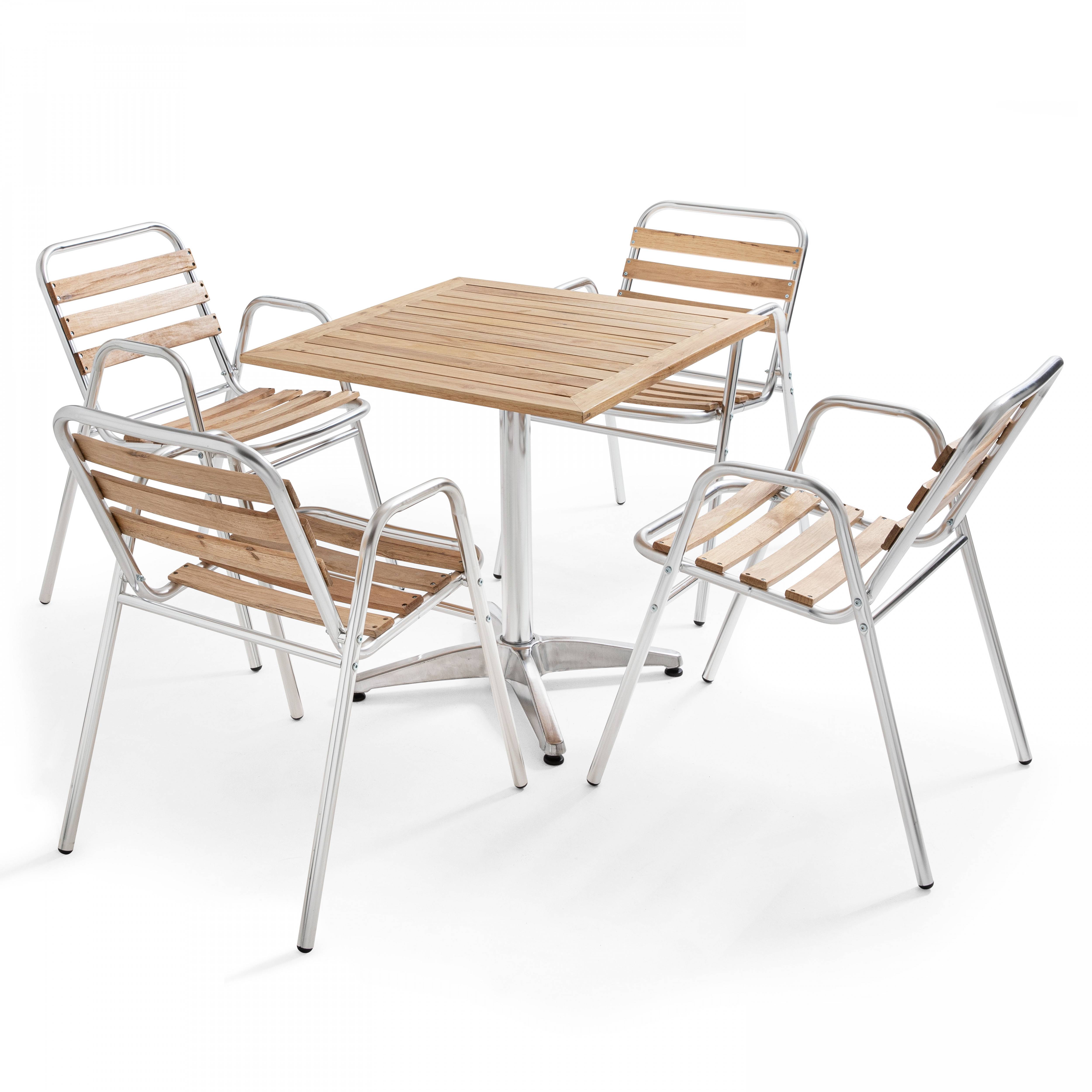 Oviala - Table de jardin carrée aluminium et bois Times Square - Oviala - Image 5