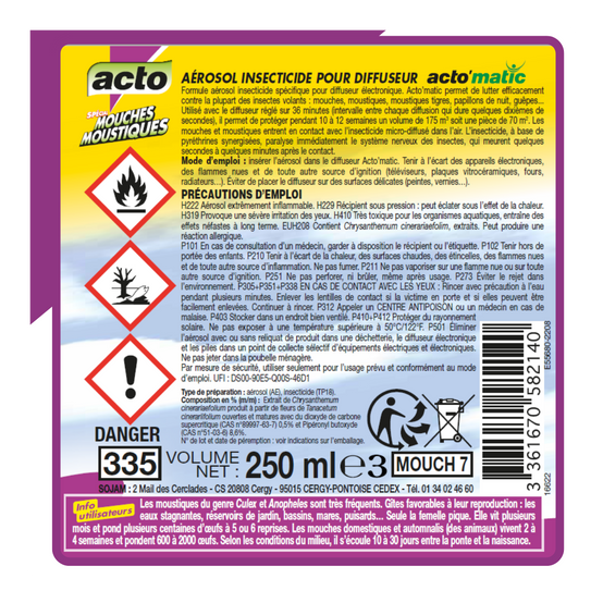Acto - Acto Aérosol Recharge 250ml - Efficacité et Sécurité contre les Insectes - Image 3