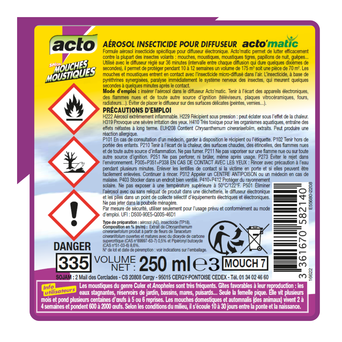 Acto - Acto Aérosol Recharge 250ml - Efficacité et Sécurité contre les Insectes - Image 3