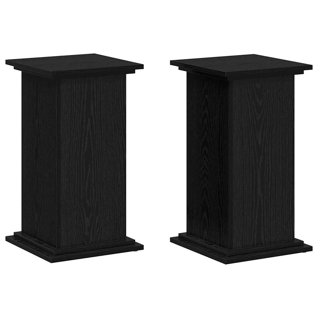 Support de plante moderne intérieur extérieur 33 x 33 x 60 cm pratique durable en bois d'ingénierie chêne noir - Image 1