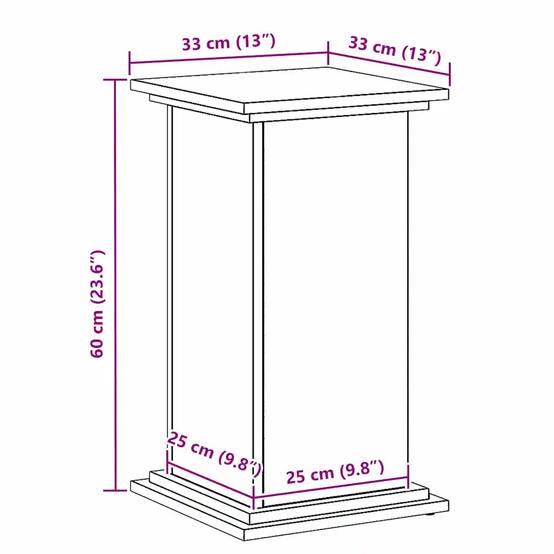 Support de plante moderne intérieur extérieur 33 x 33 x 60 cm pratique durable en bois d'ingénierie chêne noir - Image 5