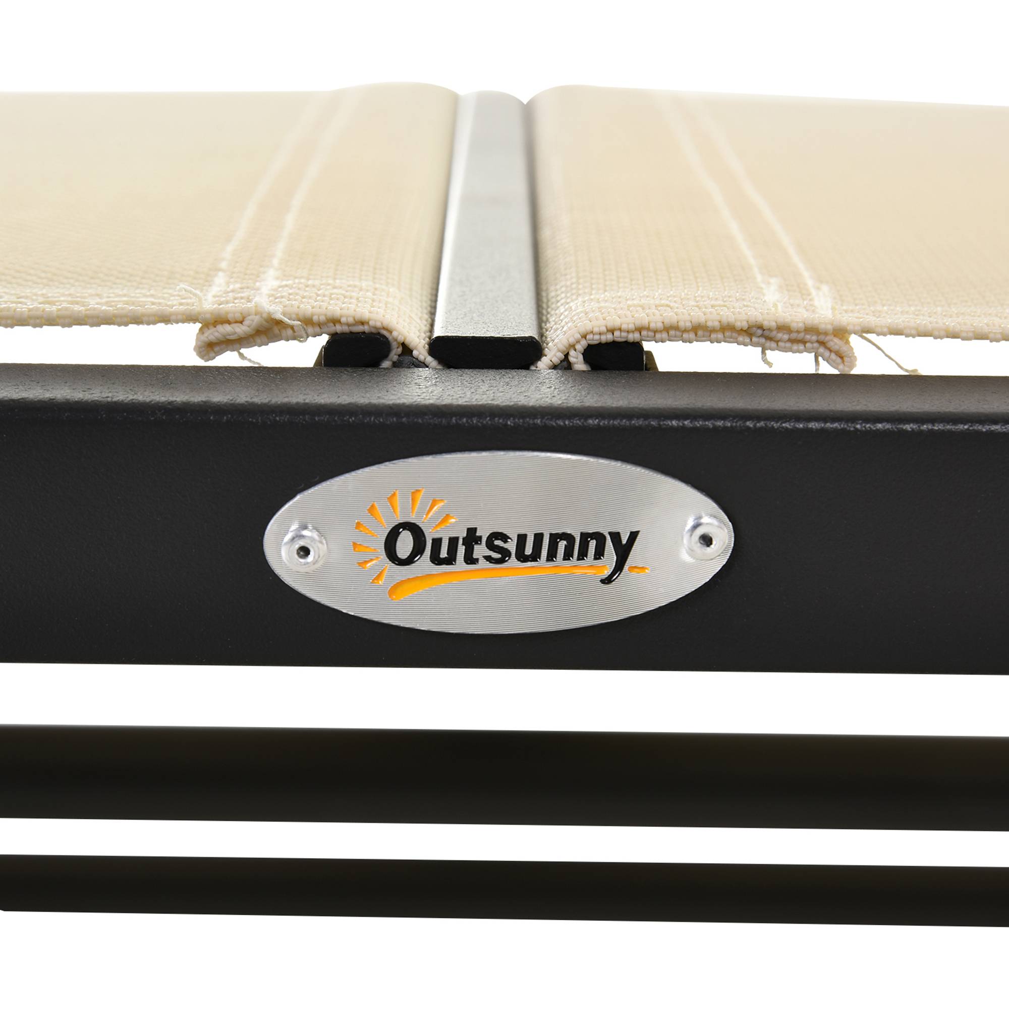 Outsunny - Banc à bascule de jardin 2 places design contemporain grand confort accoudoirs assise et dossier ergonomique acier textilène beige - Outsunny - Image 4