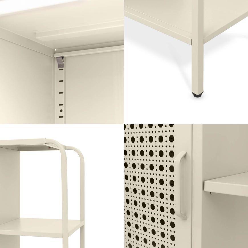 Sicaan Etagère Industrielle en métal grillagé Beige 1 Porte 4 Cases - Hera - Image 7