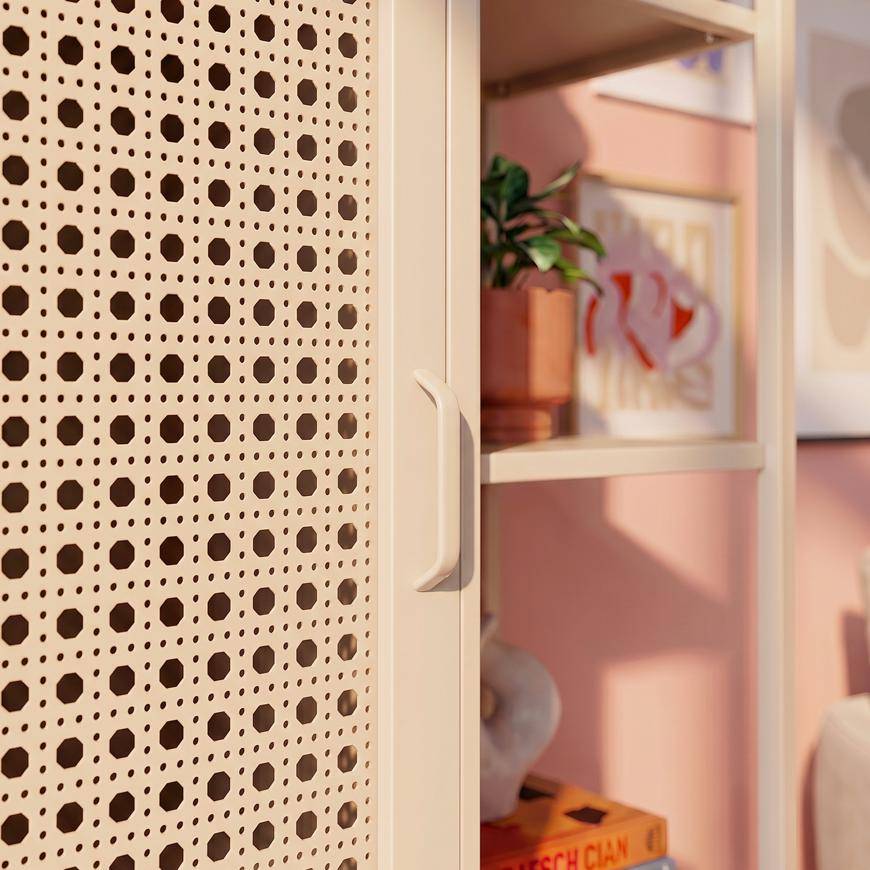 Sicaan Etagère Industrielle en métal grillagé Beige 1 Porte 4 Cases - Hera - Image 4