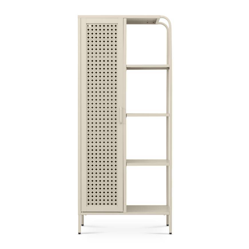 Sicaan Etagère Industrielle en métal grillagé Beige 1 Porte 4 Cases - Hera - Image 3