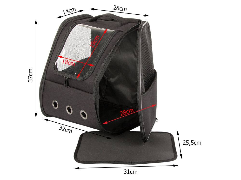 Sac de transport sac à dos pour chat chien lapin fenêtre dos ventilé noir - Image 2