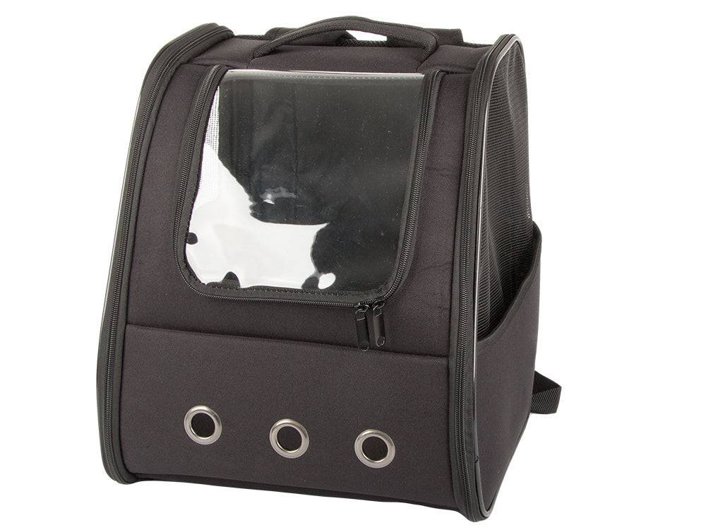 Sac de transport sac à dos pour chat chien lapin fenêtre dos ventilé noir - Image 1