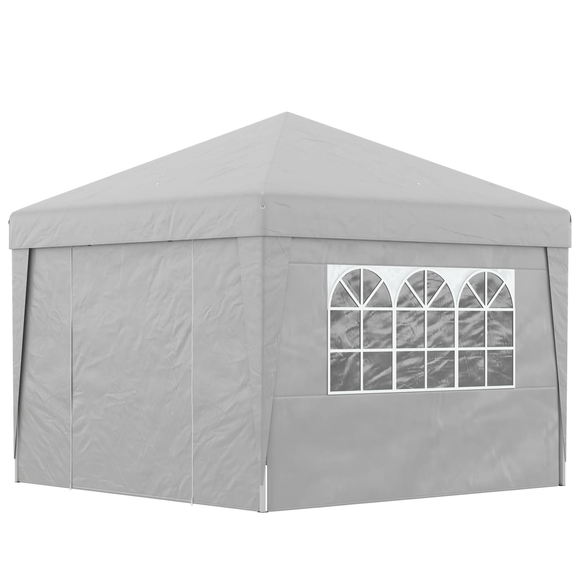 Outsunny - Tonnelle de jardin pop-up pliante 3x3m anti-UV 30+ avec fenêtres parois latérales sac de transport et sacs de sable gris - Outsunny - Image 1