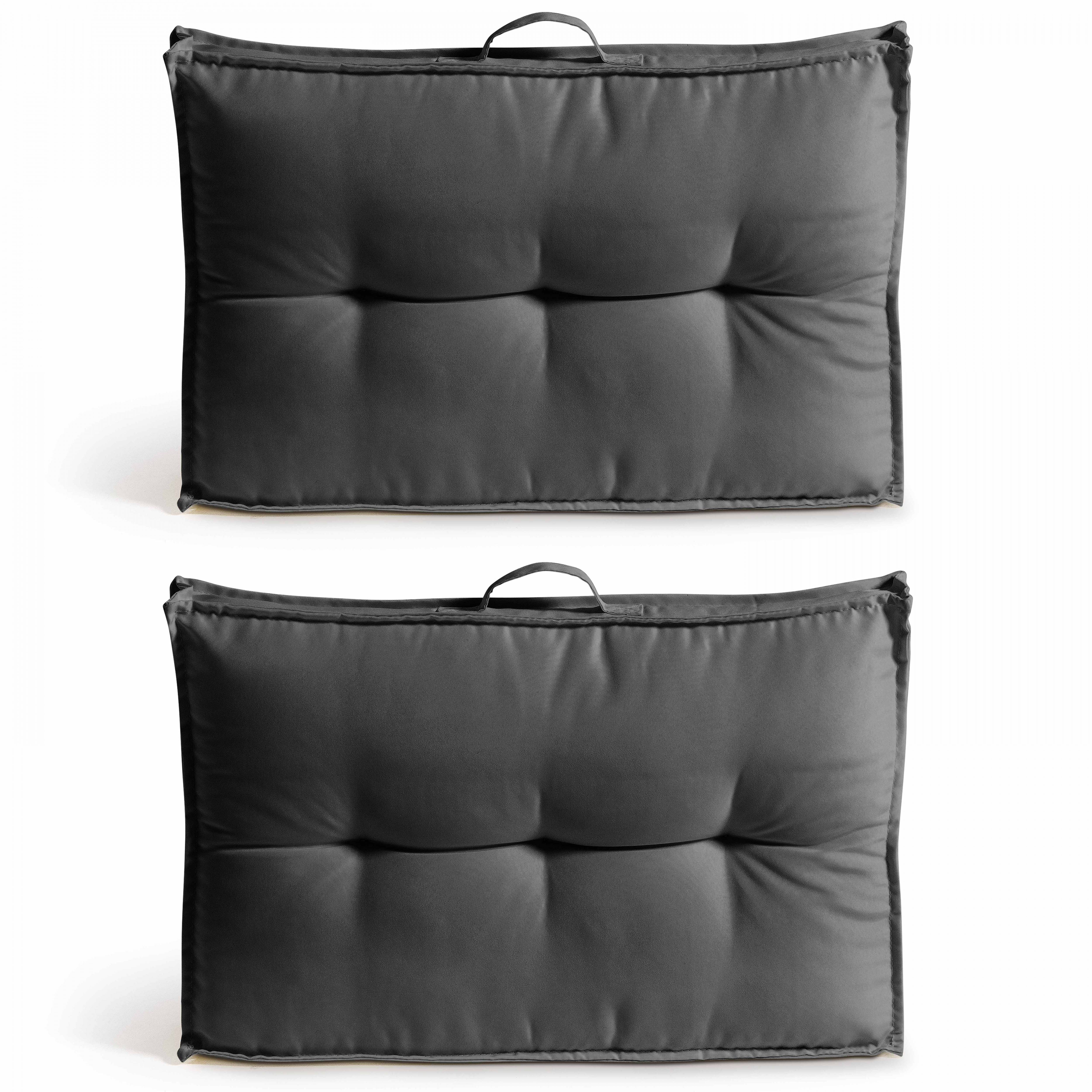 Oviala - Lot 2 coussins palette dossier polyester gris 60x40x12 cm Cuzco - Oviala - Image 1