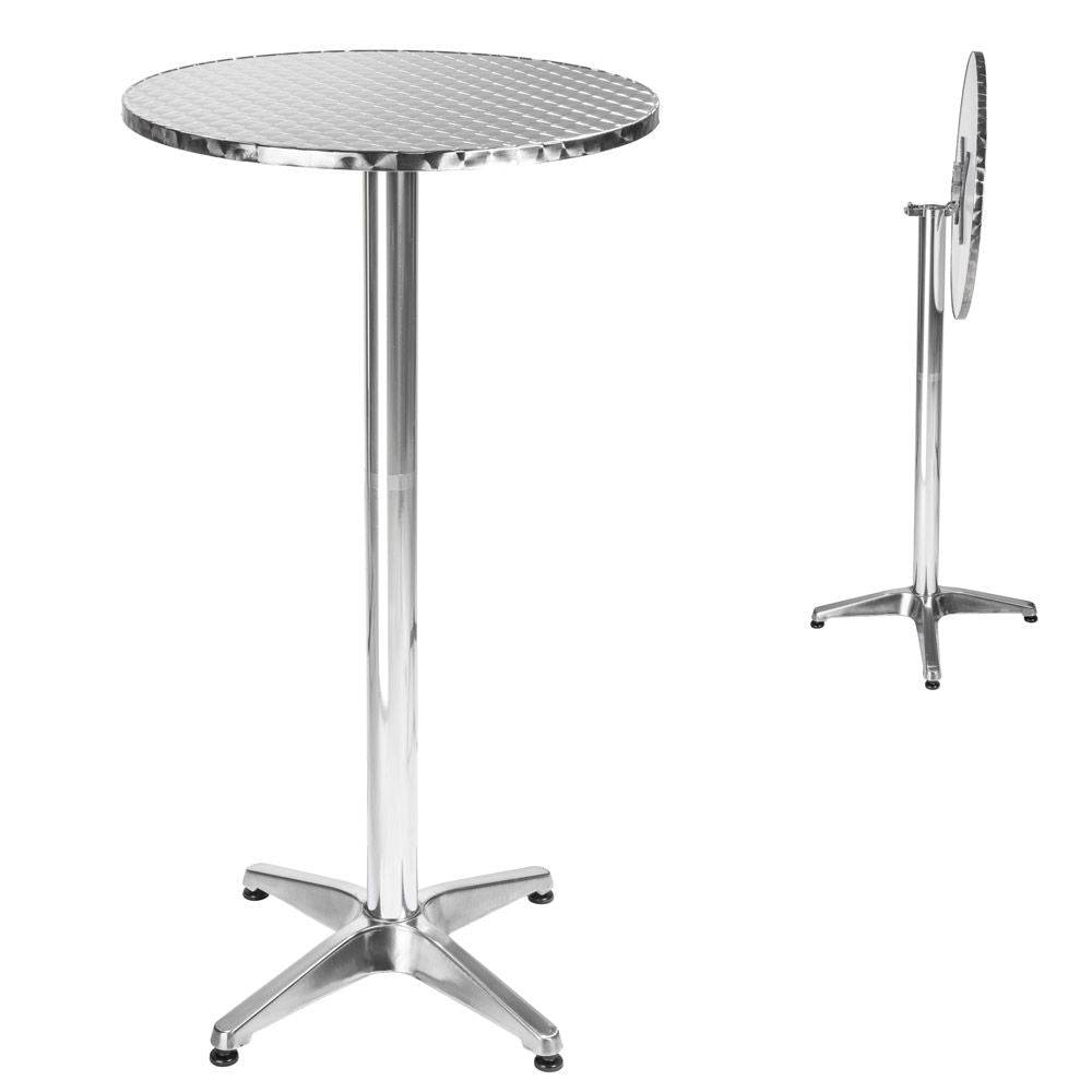 Helloshop26 - Mange debout aluminium diamètre table 60 cm diamètre pied 5,8 cm pliable hauteur réglable 74/114 cm gris - Image 3