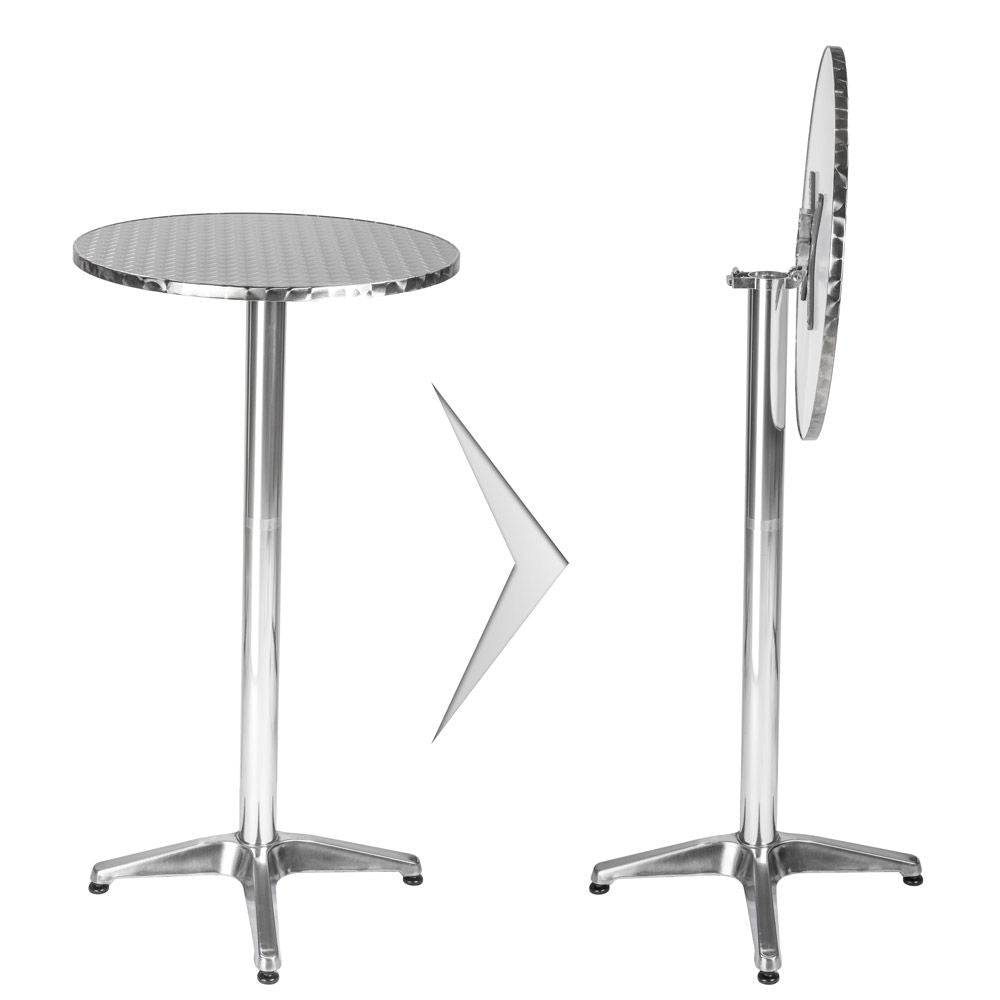 Helloshop26 - Mange debout aluminium diamètre table 60 cm diamètre pied 5,8 cm pliable hauteur réglable 74/114 cm gris - Image 1