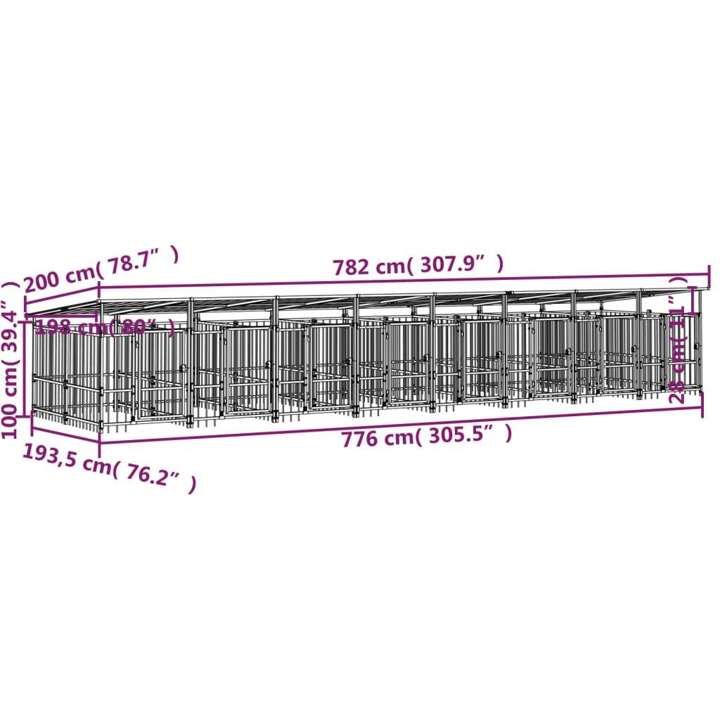 Vidaxl - Chenil d'extérieur avec toit pour chiens Acier 15,02 m² vidaXL 3124595 - Image 2