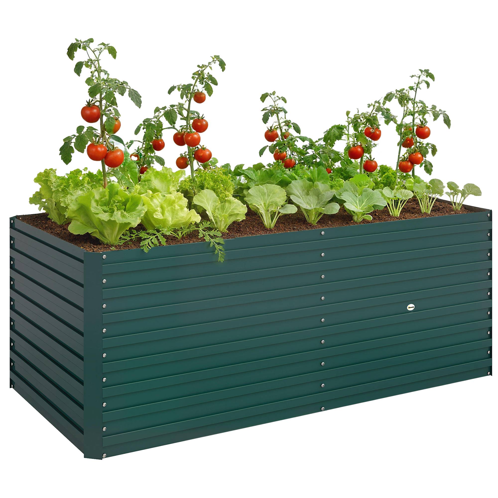 Carré Potager Surélevé Acier Galvanisé Extérieur Croissance Profonde 160x80x60 Vert - ComfortXL Outdoor Living - Image 1
