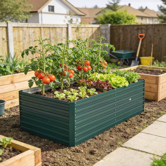 Carré Potager Surélevé Acier Galvanisé Extérieur Croissance Profonde 160x80x60 Vert - ComfortXL Outdoor Living - Image 4