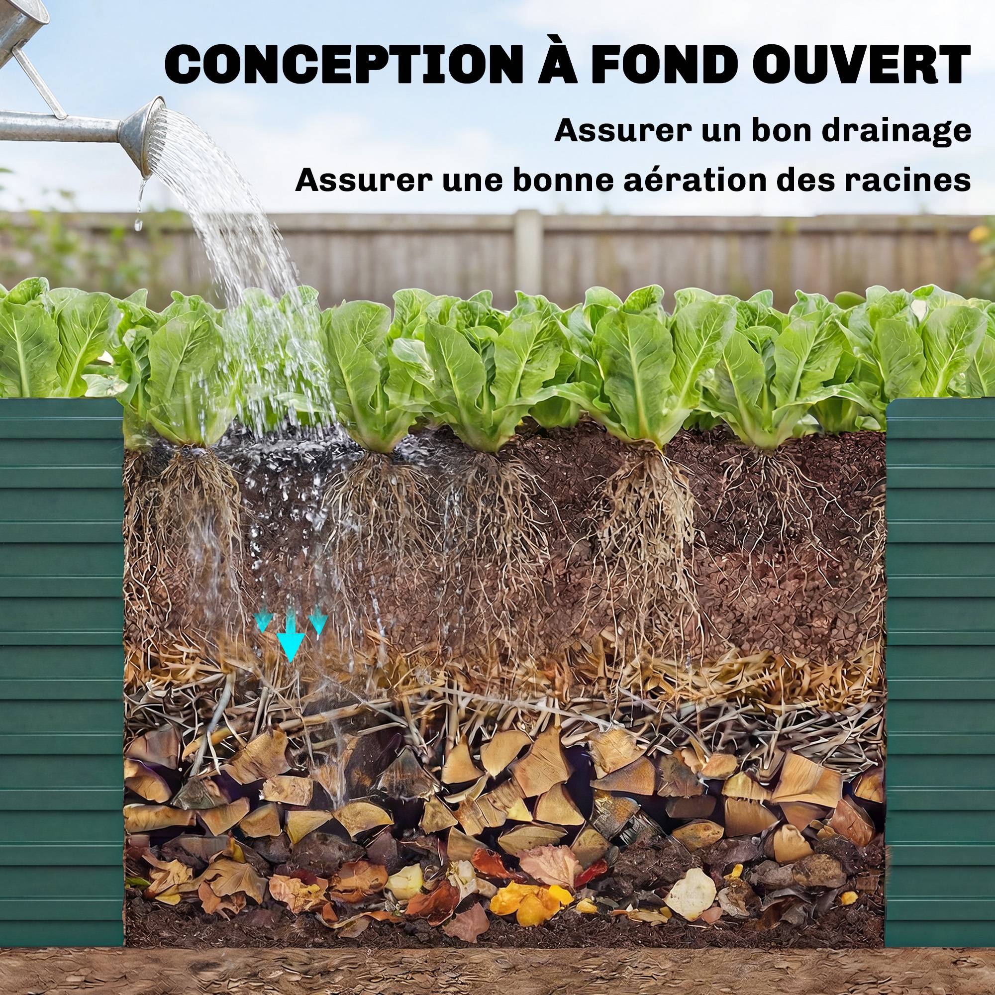 Carré Potager Surélevé Acier Galvanisé Extérieur Croissance Profonde 160x80x60 Vert - ComfortXL Outdoor Living - Image 8