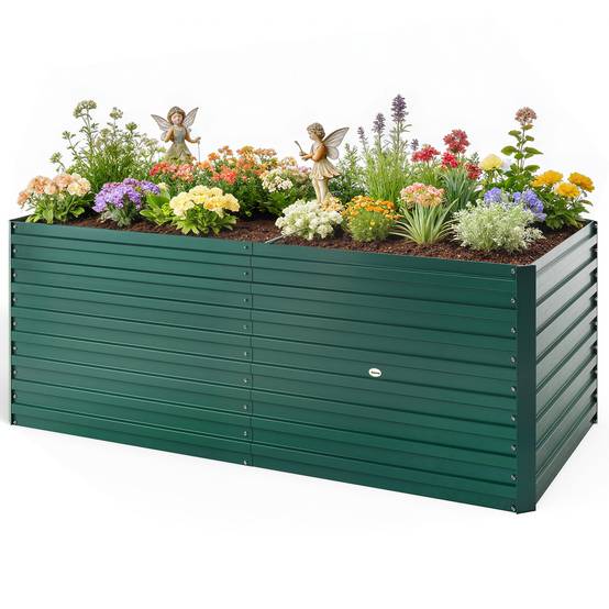 Carré Potager Surélevé Acier Galvanisé Extérieur Croissance Profonde 160x80x60 Vert - ComfortXL Outdoor Living - Image 2