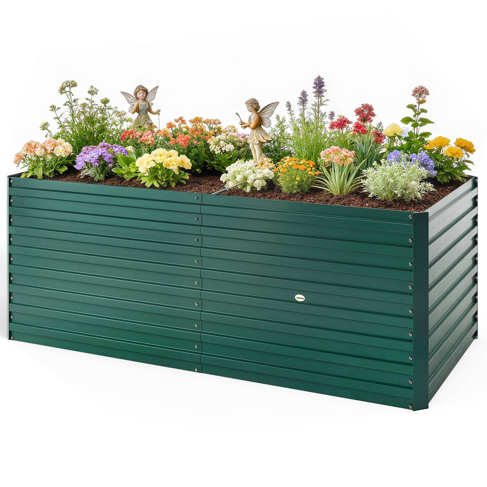 Carré Potager Surélevé Acier Galvanisé Extérieur Croissance Profonde 160x80x60 Vert - ComfortXL Outdoor Living - Image 2