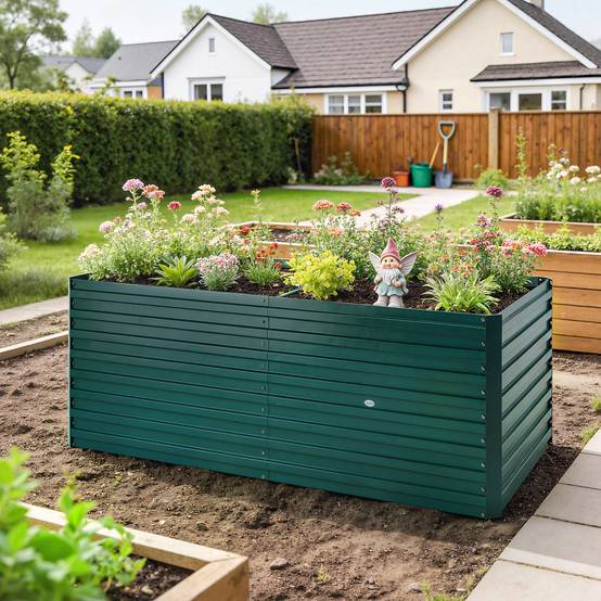 Carré Potager Surélevé Acier Galvanisé Extérieur Croissance Profonde 160x80x60 Vert - ComfortXL Outdoor Living - Image 3