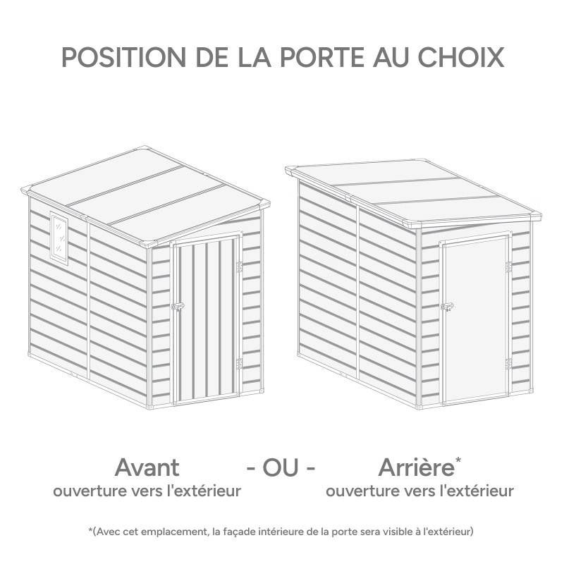 Abri de jardin adossé résine polypropylène 3,55m² gris clair avec kit de fondation Jôbu - Image 3