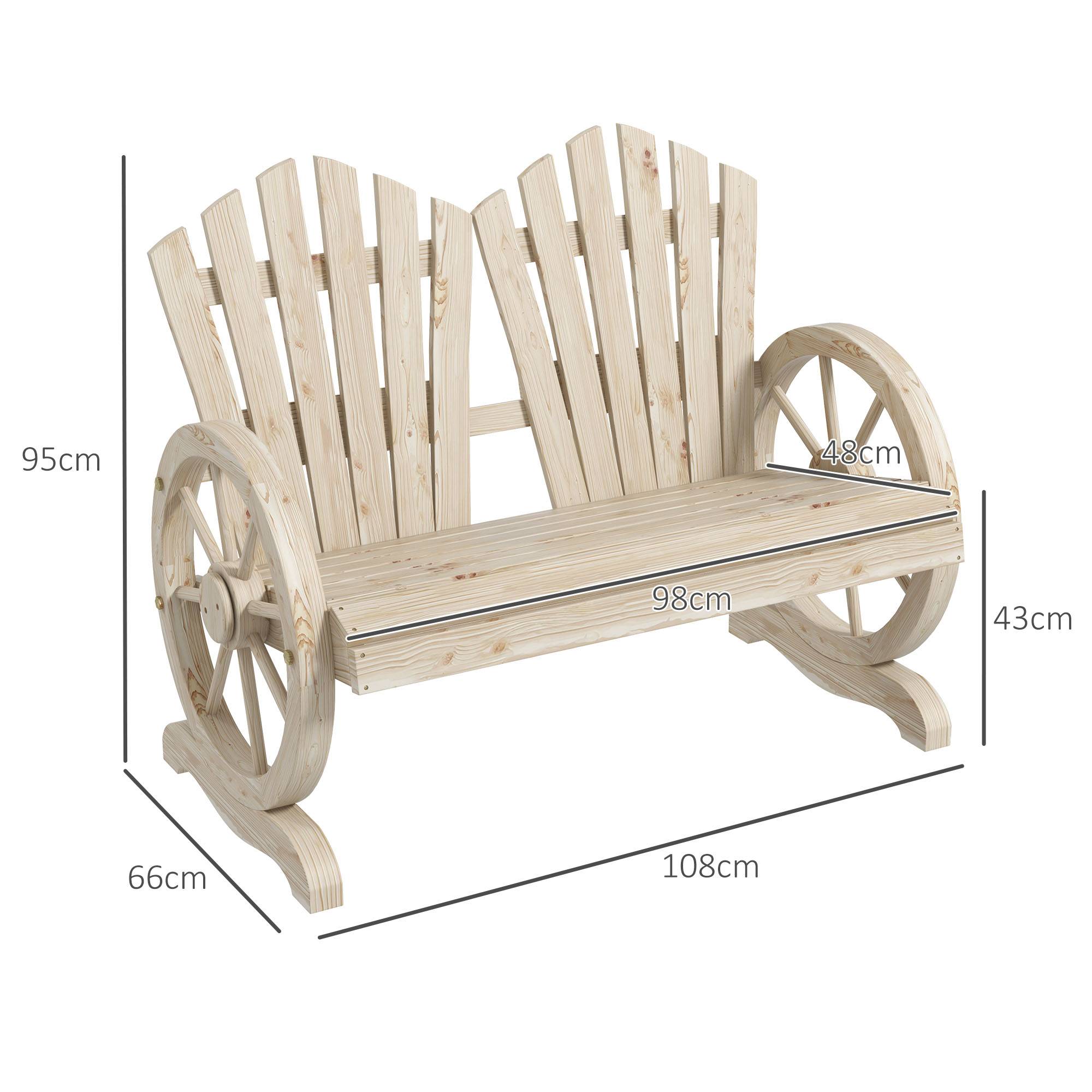 Sans Marque - Banc jardin bois style champêtre accoudoirs roulettes 108x66x95 cm bois naturel - Image 5