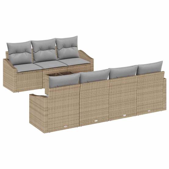Set Canapés Extérieur 8 pcs Polyrotin avec Table et Sac Rangement Beige et Gris Tendance – ComfortXL Outdoor Living - Image 2