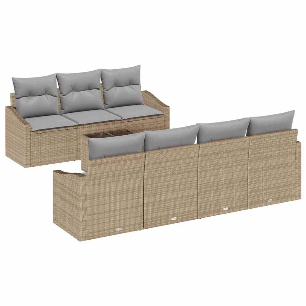 Set Canapés Extérieur 8 pcs Polyrotin avec Table et Sac Rangement Beige et Gris Tendance – ComfortXL Outdoor Living - Image 2