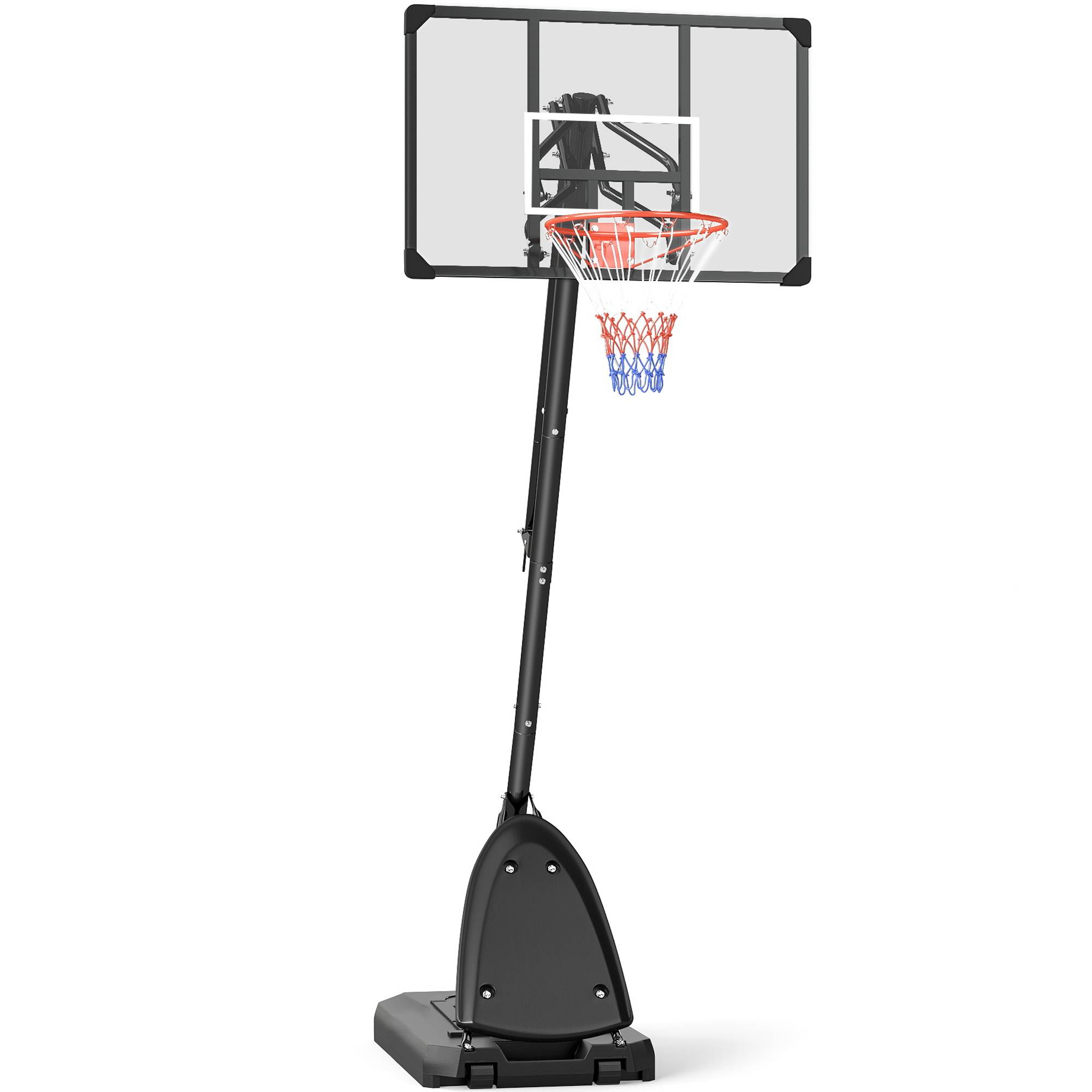 ComfortXL - Panier de basket sur pied acier 236-293 cm rouge noir base lestable à roulettes avec panneau de rebond - Image 10