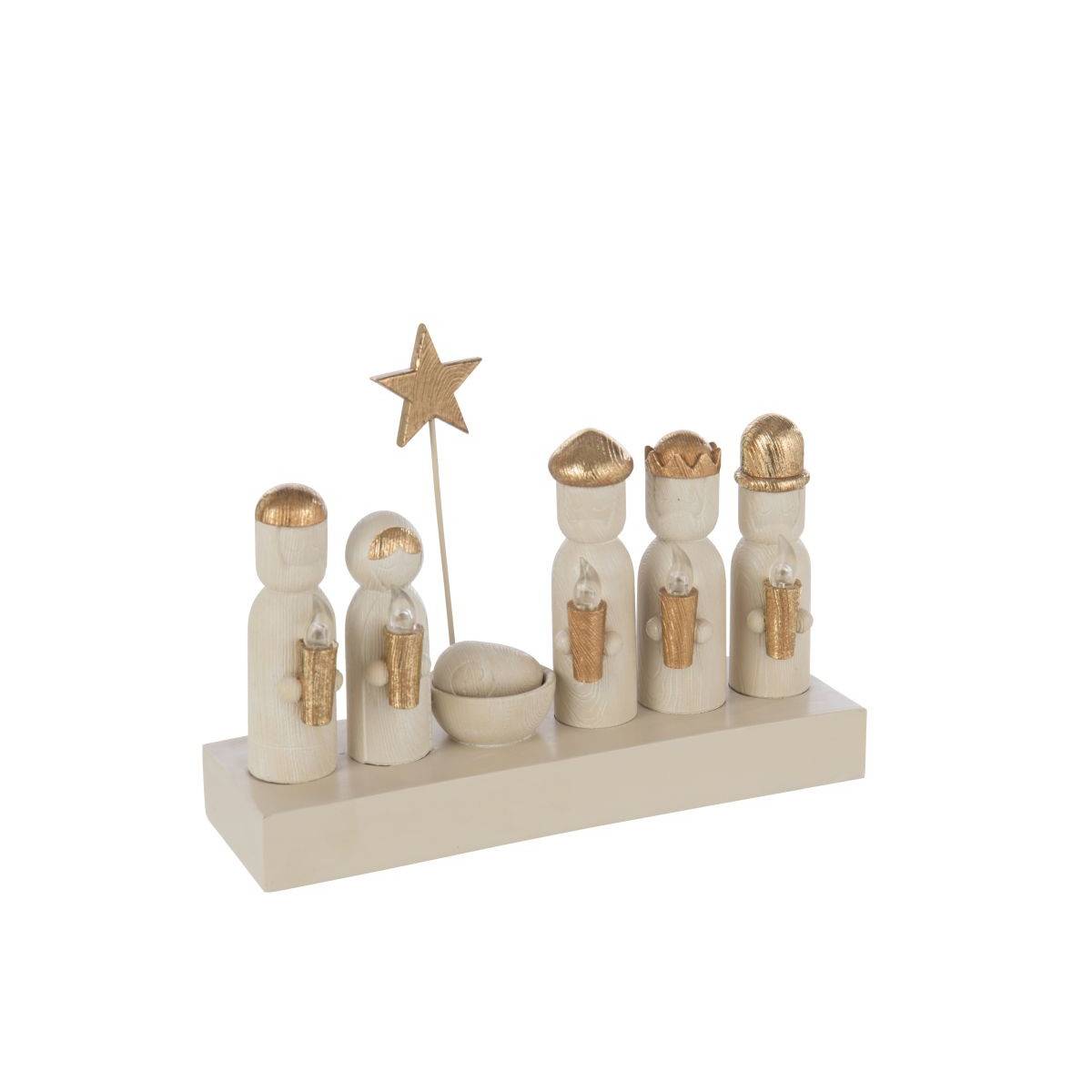 J-Line - Crèche de Noël à LED "Glow" 25cm Écru & Doré - Image 2