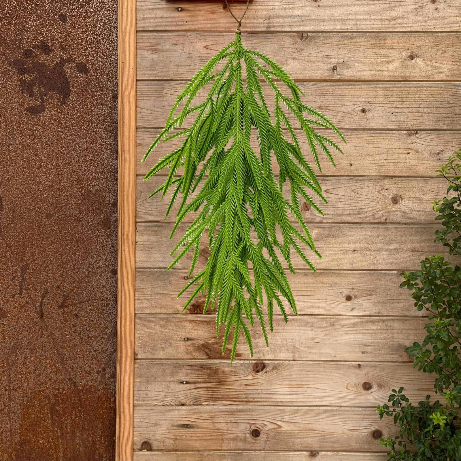 2 guirlandes de Noël artificielles en forme de larme,aiguilles de pin synthétiques de 66 cm,guirlande de Noël en forme de larme,décoration de cheminée - Image 7