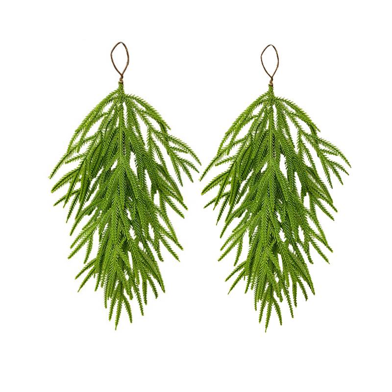 2 guirlandes de Noël artificielles en forme de larme,aiguilles de pin synthétiques de 66 cm,guirlande de Noël en forme de larme,décoration de cheminée - Image 1