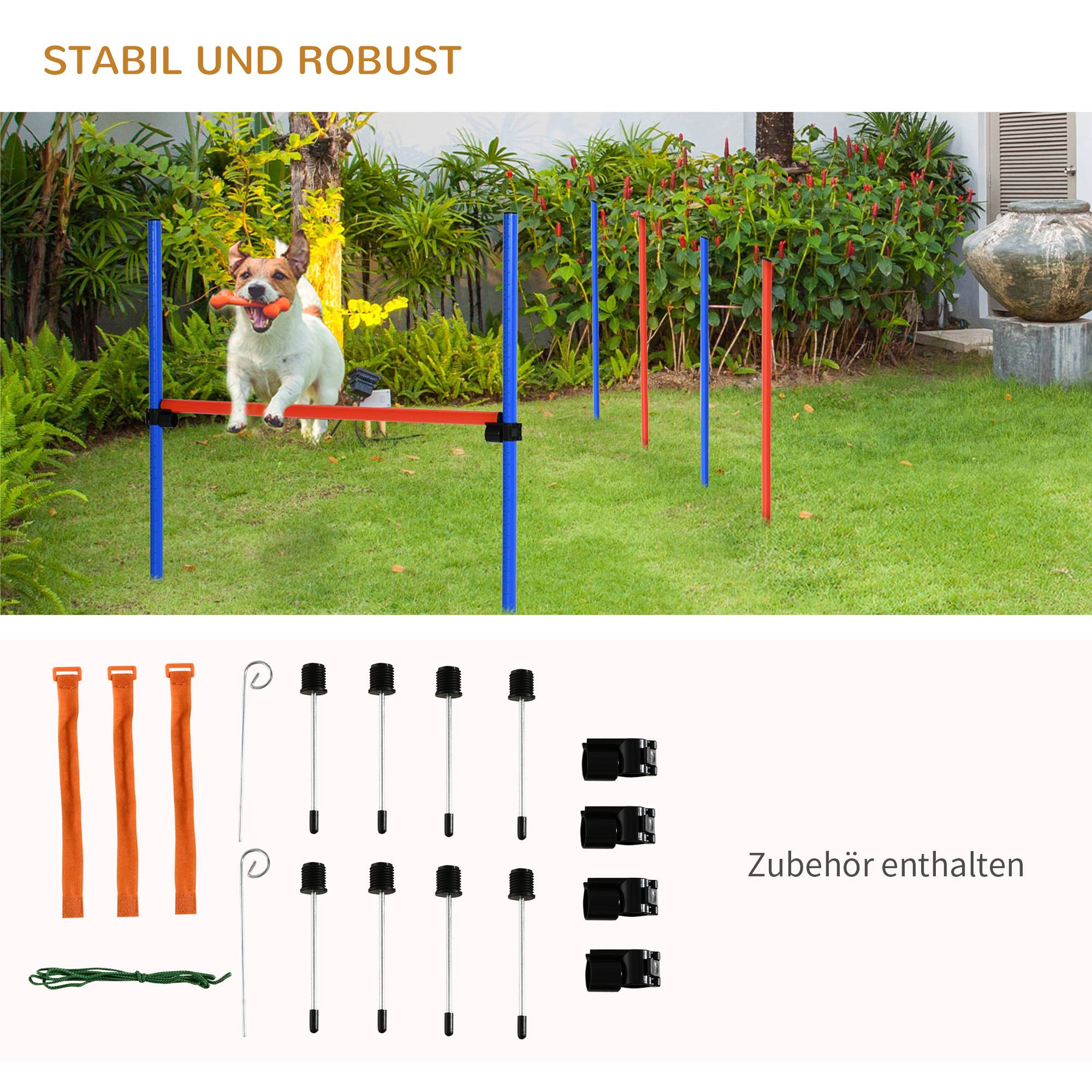 ComfortXL - Kit agilité chien à tubes légers bleu et rouge 3-en-1 pour entraînement réglable - ComfortXL Outdoor Living - Image 7