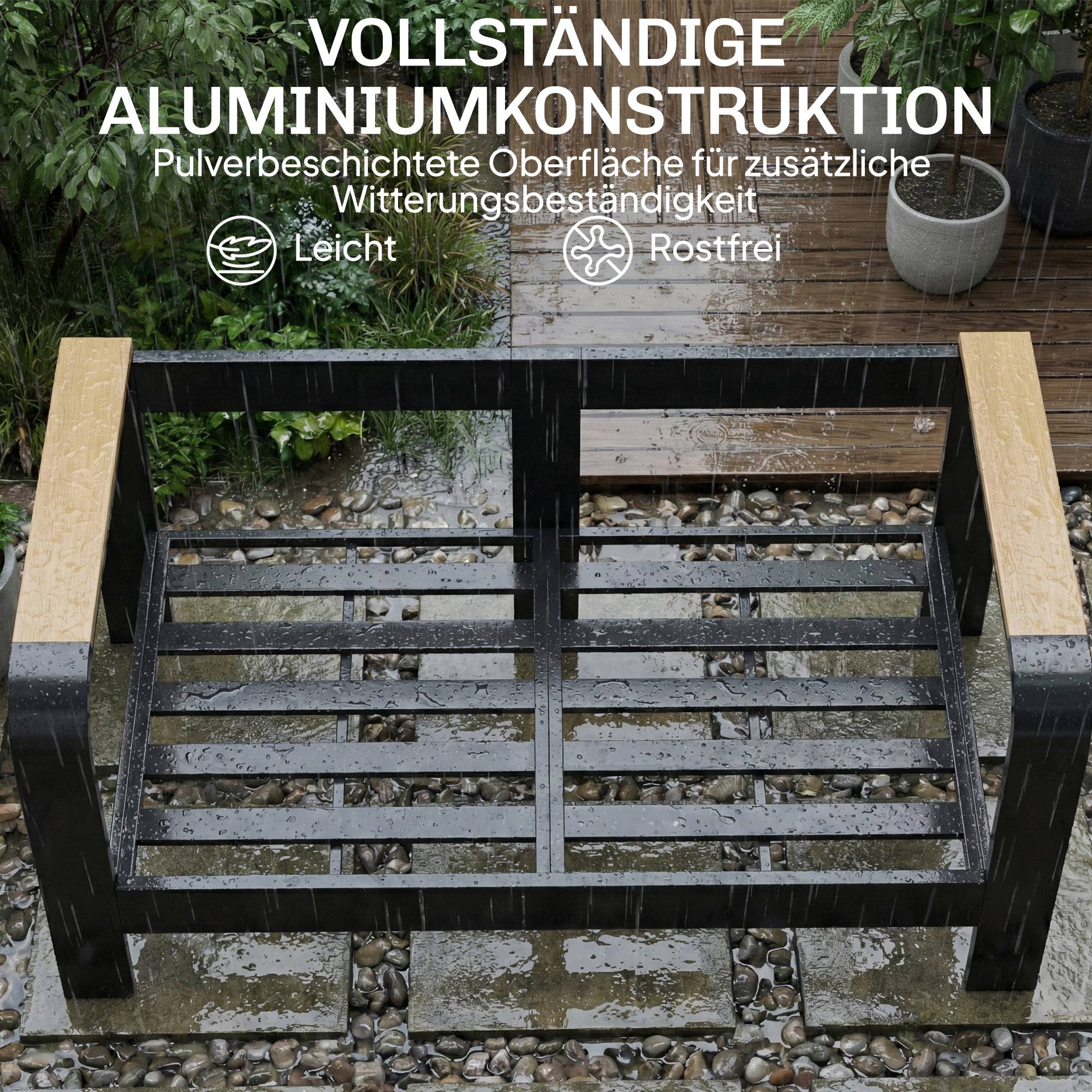 Ensemble de jardin en aluminium pour 4 places, imperméable, canapé 2 places, 2 fauteuils et table d’appoint - Image 6