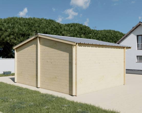 Habrita - Abri Madriers bois massif - 42 mm - surface extérieur 23,15 m2 - Toit double pente - couverture Bac acier - Image 3