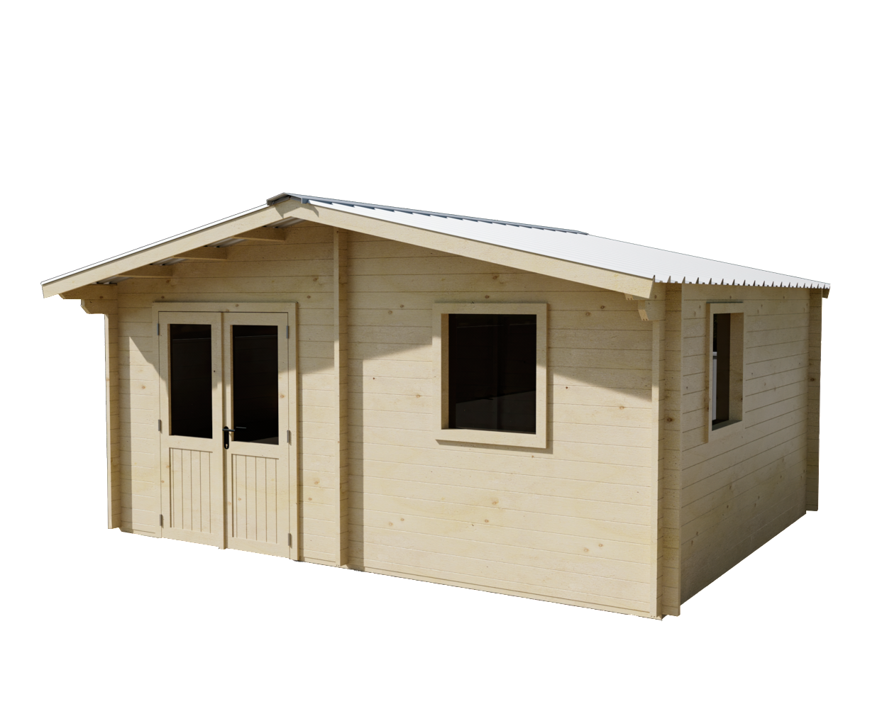 Habrita - Abri Madriers bois massif - 42 mm - surface extérieur 23,15 m2 - Toit double pente - couverture Bac acier - Image 6