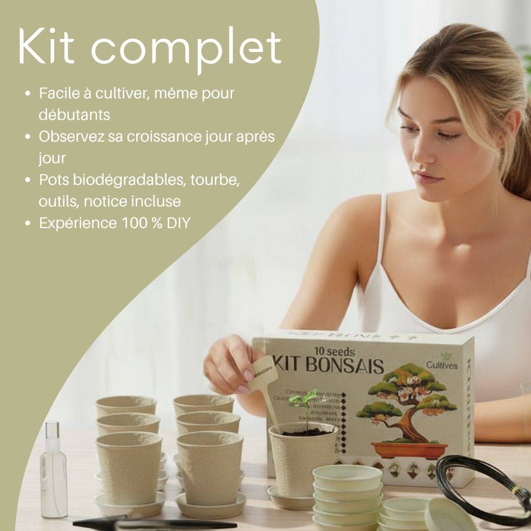 Cultivea - Kit 10 Bonsaïs à faire pousser avec accessoires | Idée Cadeau Noël - Image 7