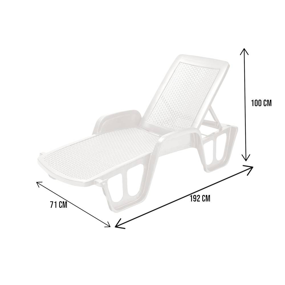 Dmora - Bains de soleil Dinite, Chaise longue de jardin réglable avec accoudoirs, Chaise longue d'extérieur, 100% Made in Italy, 192x71h100 cm, Blanc - Dmora - Image 3