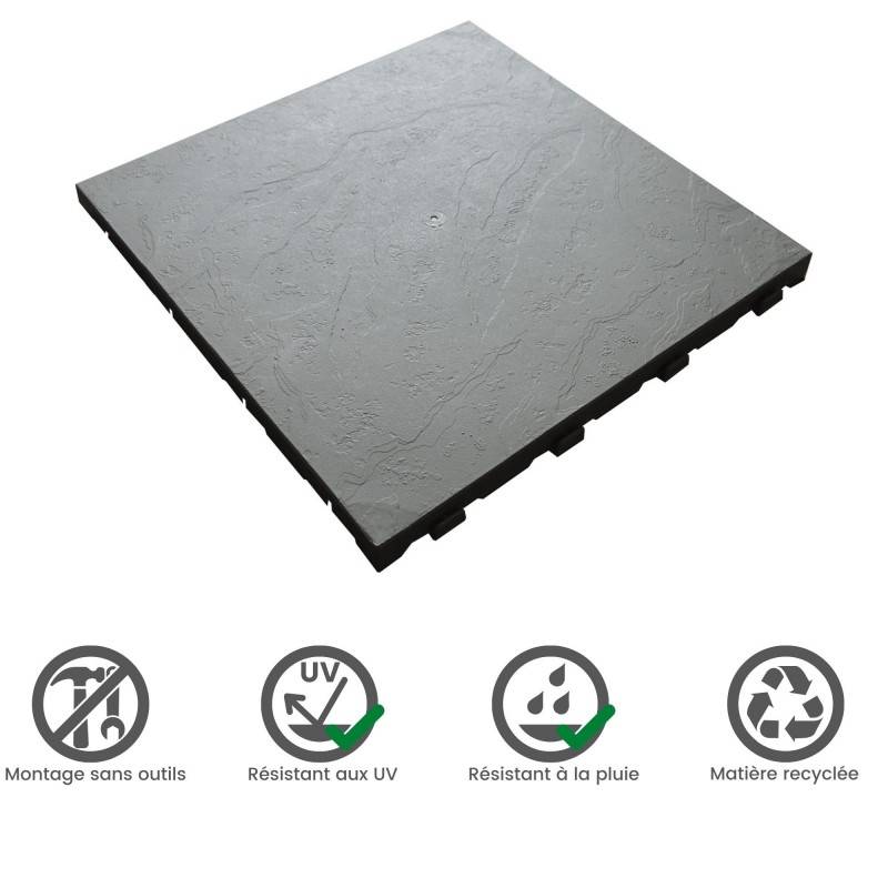 Dalle PVC clipsable autoportante "Effet ardoise" - Gris vert 39 x 39 cm - ArtPlast - Image 4