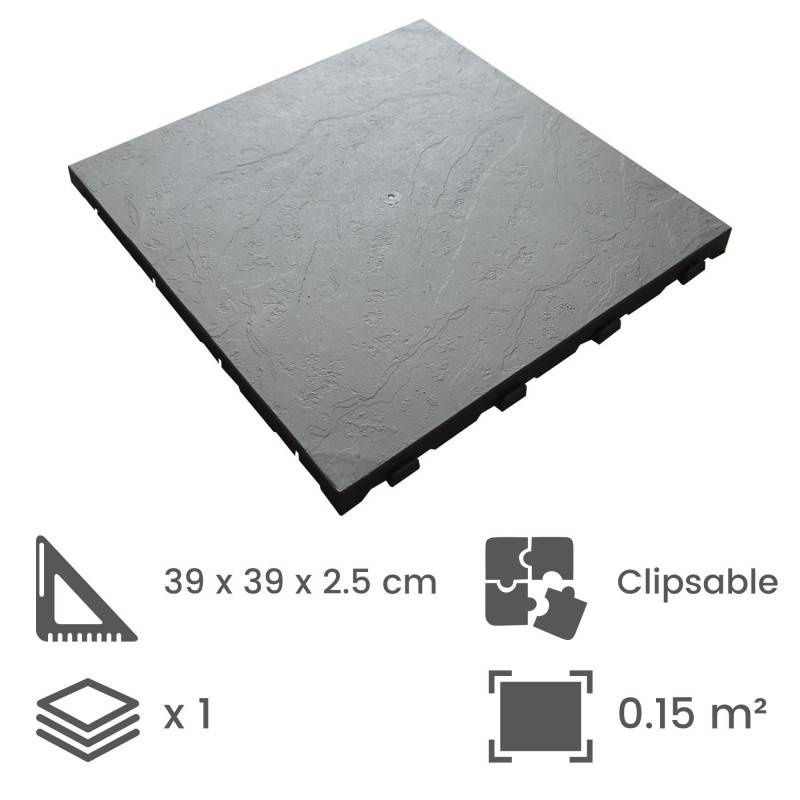 Dalle PVC clipsable autoportante "Effet ardoise" - Gris vert 39 x 39 cm - ArtPlast - Image 3