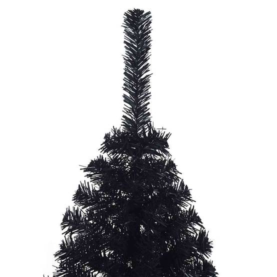 Demi sapin de Noël, Arbre de Noël artificiel avec support Noir 150 cm PVC u887q - Image 6