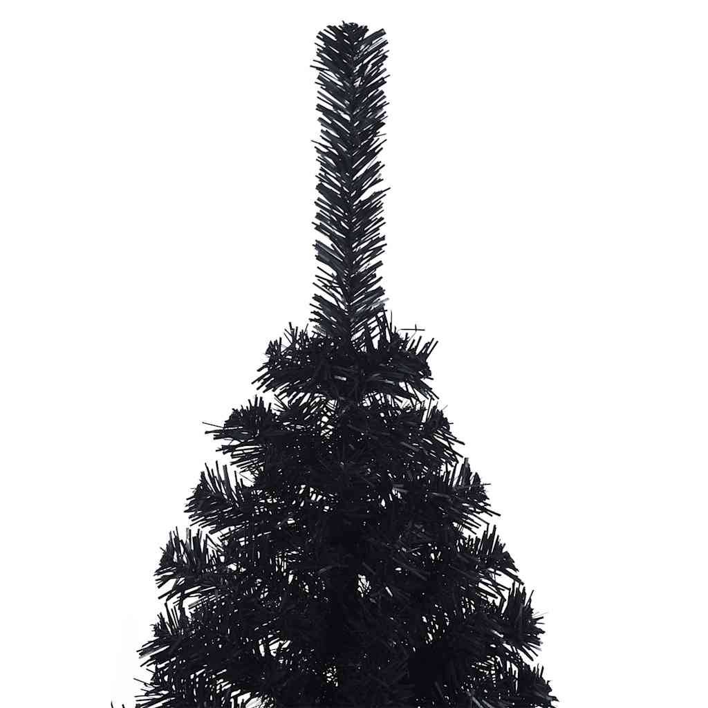 Demi sapin de Noël, Arbre de Noël artificiel avec support Noir 150 cm PVC u887q - Image 6